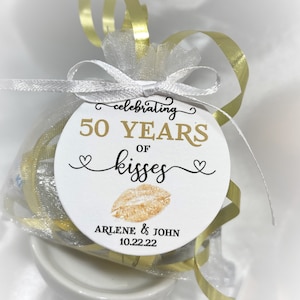 50 Years of Kisses, 50th Anniversary Party Tags, Wedding Anniversary Tags, Candy Tags, Golden Wedding Anniversary