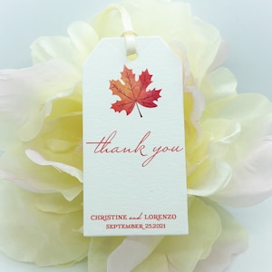 Wedding Favor Tag, Engagement, Thanksgiving, Friendsgiving, Mini Wine Tag, Silverware Tag, Fall, Autumn, Minimalist, Maple Leaf