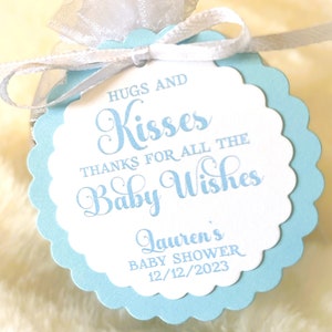 Hugs and Kisses Baby Shower Favor Tag, Baby Shower Favors, Baby Wishes, Personalized Favor, Customized Favor, Table Favor