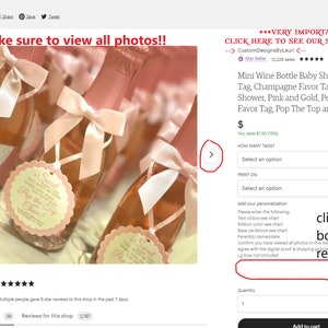 May include: Mini wine bottles with personalized favor tags, featuring a pink and gold design. The tags say "Pop the Top and Cheer".
