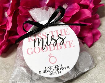 Kiss The Miss Goodbye Favor Tags: Bridal Shower Goodie Bag Tag