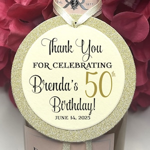 Custom Birthday Mini Wine Bottle Favor Tags, Champagne Favor Tags, 40th, 50th, 60th, Champagne Tags, Birthday Decoration, Party Favors