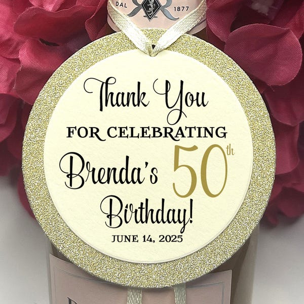 Custom Birthday Mini Wine Bottle Favor Tags, Champagne Favor Tags, 40th, 50th, 60th, Champagne Tags, Birthday Decoration, Party Favors