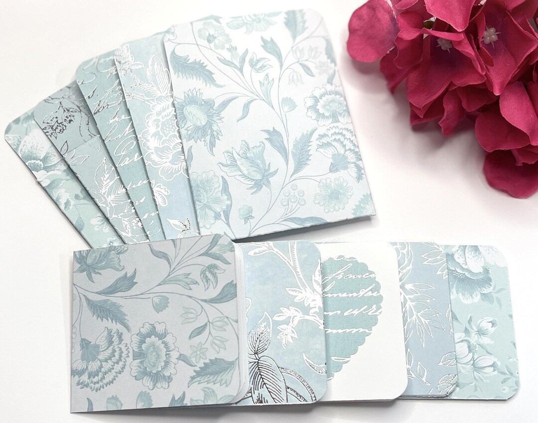 Blue Mini Notes Handmade Mini Notecard Set: Blue/green Love Notes, Gift Enclosures - Etsy