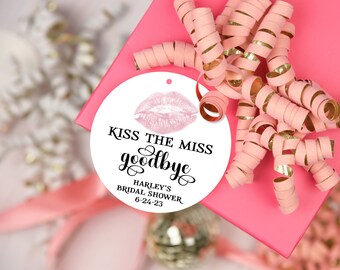 PRINTABLE Kiss the Miss Bridal Shower Tags, Bridal Shower Favor