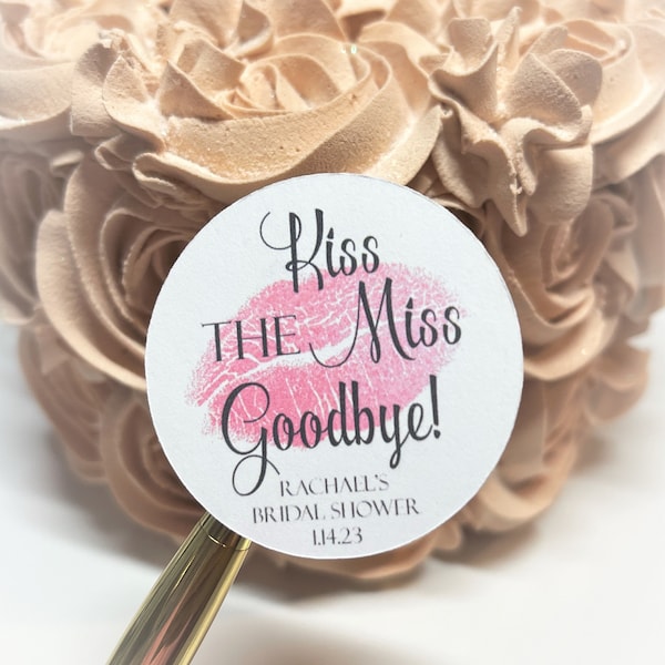 Kiss the Miss Goodbye Bridal Shower Sticker, Candy Sticker, Kiss Sticker, Bridal Shower Favor