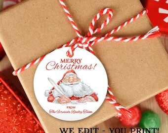 Etiquetas de regalo de Navidad IMPRIMIBLES, Feliz Navidad, Etiquetas de Navidad personalizadas, Santa