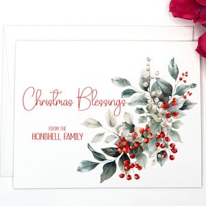 Elegant Christian Family Christmas Cards, Christmas Blessings, Personalized Christmas Cards, Set of 10