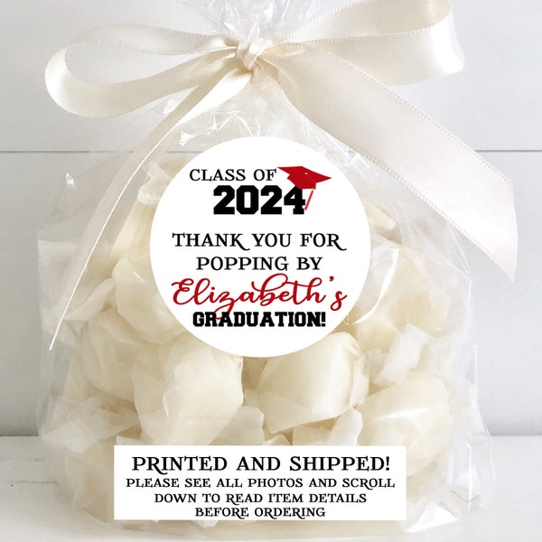 Class of 2024 Graduation Stickers, Thanks for Popping By, Graduation Labels, Popcorn Stickers, Graduation Decor, Grad Party Labels