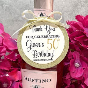 Custom Birthday Mini Wine Bottle Favor Tags, Champagne Favor Tags, 40th, 50th, 60th, Champagne Tags, Birthday Decoration, Party Favors
