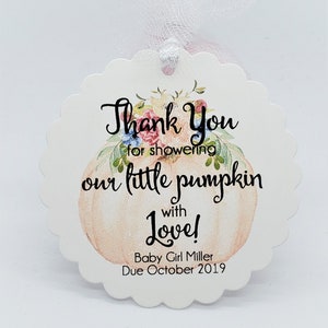 Pumpkin Baby Shower Favor Tags, Our Little Pumpkin, Fall Baby Shower, Pumpkin Baby Shower, Thank You Tags, Baby Shower Favor Tags Girls
