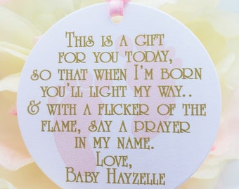 Baby Shower Candle Tags, Light this candle, Candle Favor Tag, Customized Candle Tag