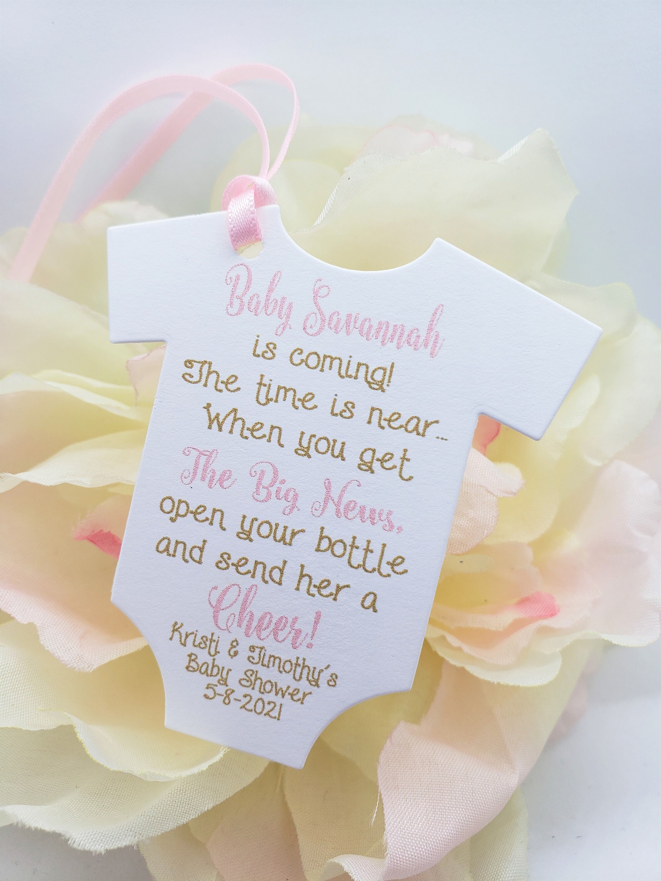 Baby Shower Favor Tag for Girls Champagne Tag Pop and Cheer Mini Wine Bottle Tag Baby Shower Favor Tags for Boys