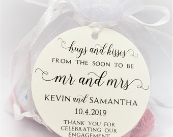 Hugs and Kisses from the Soon to be New Mr and Mrs Favor Tags, Wedding Favors, Candy Favors, Engagement Party Decorations