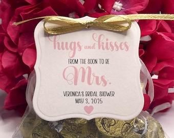 Hugs and Kisses Bridal Shower Favor Tags: Candy Decorations