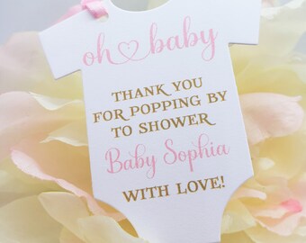Oh Baby Favor Tag, Baby Shower Favor Girl, Valentine Baby Shower, Baby Shirt Tag, Champagne Tag, Candy Tag, Popcorn Tag, Popping By