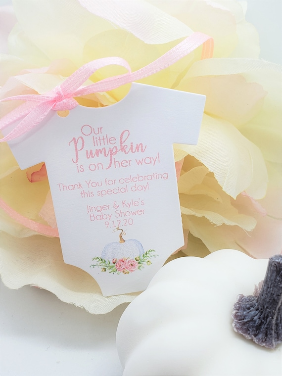 Pumpkin Baby Shower Favor Tag, for wine bottles, Treat Bag Tags, Favor Tags for Girls, Favor Tags for Boys, Thank You Tags, Fall,