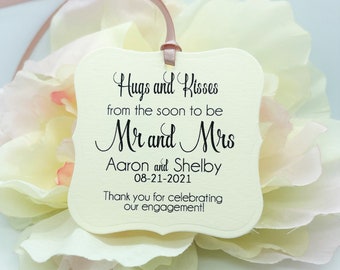 Hugs and Kisses from the soon to be Mr and Mrs Favor Tags, Wedding Favors, Candy Favors, Engagement Party Decorations