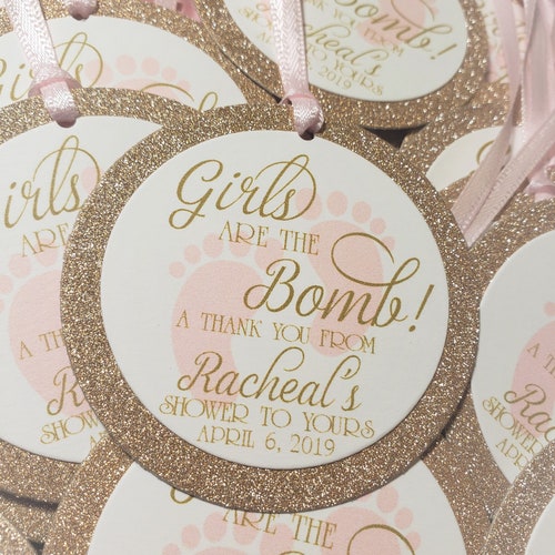 Girls Are the Bomb Baby Shower Bath Bomb Favor Tags Rose Gold Etsy