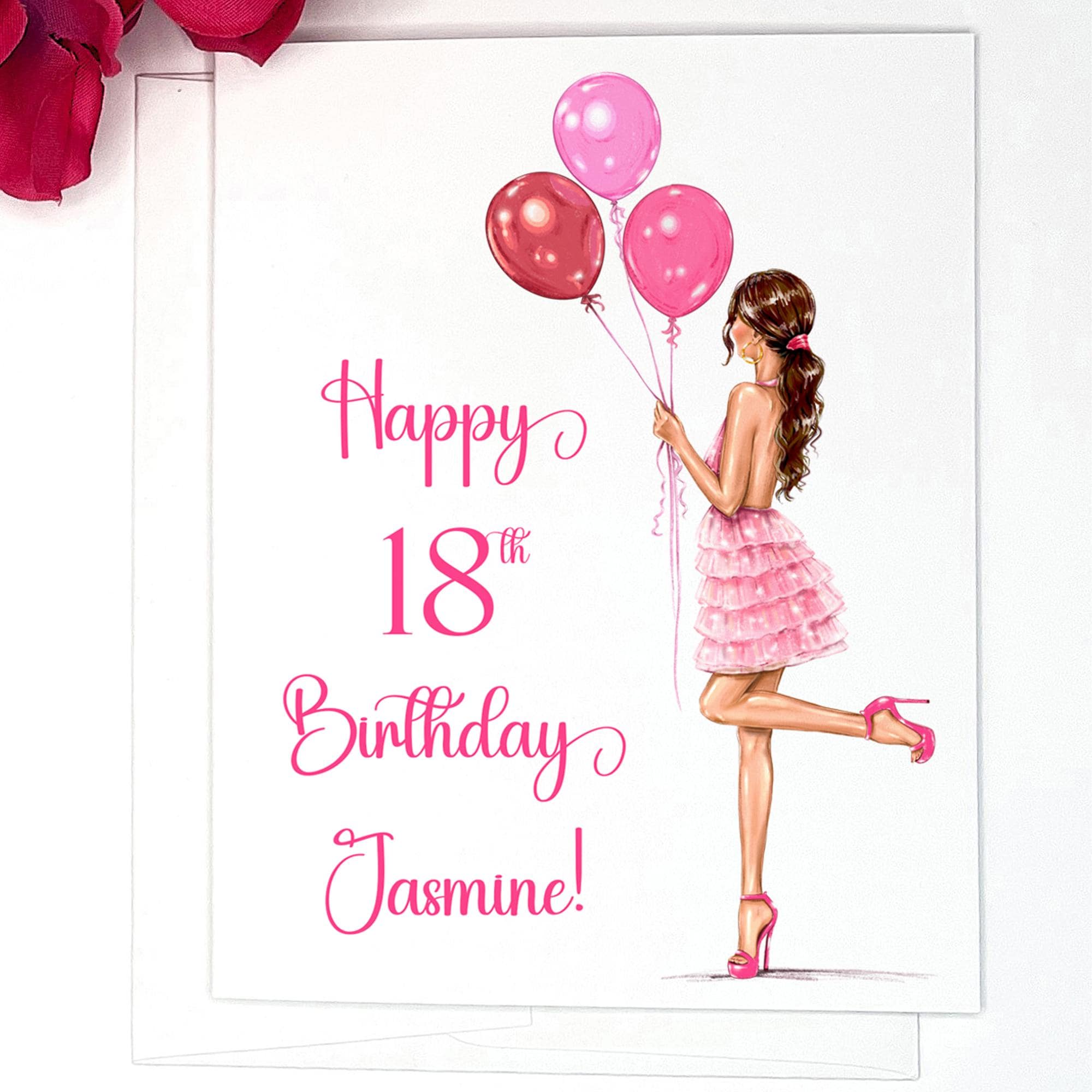 Personalized Birthday Card for her, 18th Birthday, Fashion Girl Birthday Card, for Daughter, for Granddaughter, for Niece, for Friend