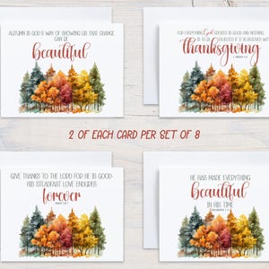 Thanksgiving Scripture Cards: Watercolor Autumn Forest, Set of 8
