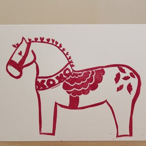 Notitiekaart Dala Horse met roze hart en envelop