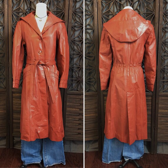 Vintage leather trench coat womens Clearance