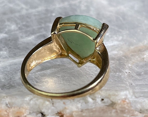 Unique 14k Yellow Gold Jadeite & Opal Inlay Ring,… - image 5