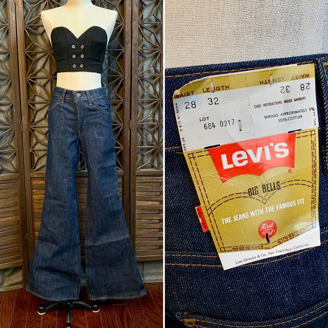 Vintage NOS Levi's Big Bells Bell Bottom Jeans 70's - Etsy