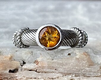 Judith Ripka Sterling Silver Citrine Solitaire Ring, Size 5.75