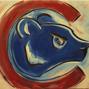 Chicago Cubs Abstract Painting