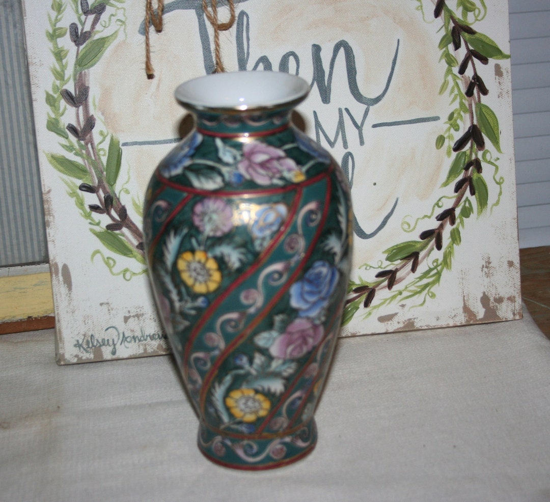 Vintage Andrea by Sadek Planter Beautiful Green Floral Vase Etsy