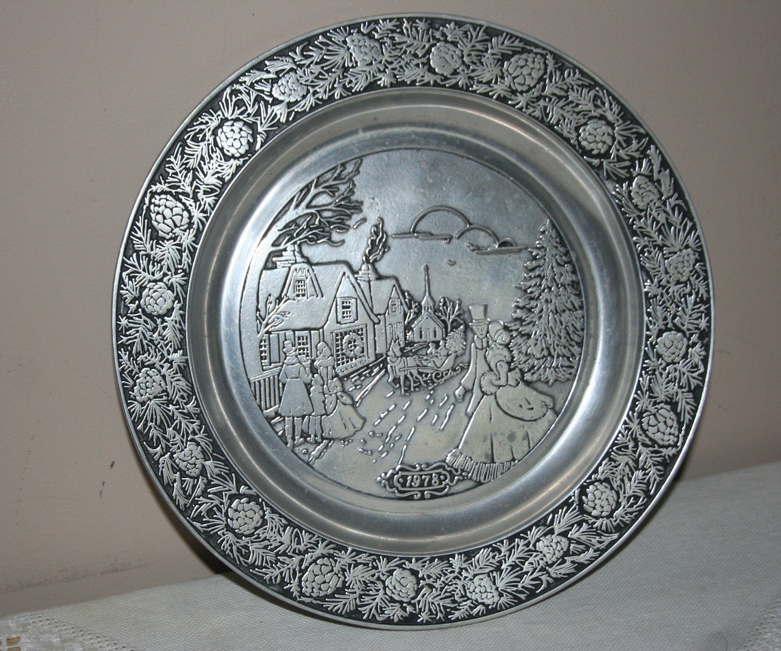 Vintage Armatale Pewter Christmas Plate 1978 Winter Scene Etsy