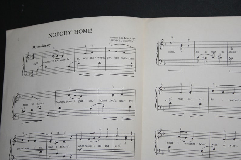 Nobody Home Piano Solo Sheet Music With Lyrics Vintage Piano Etsy