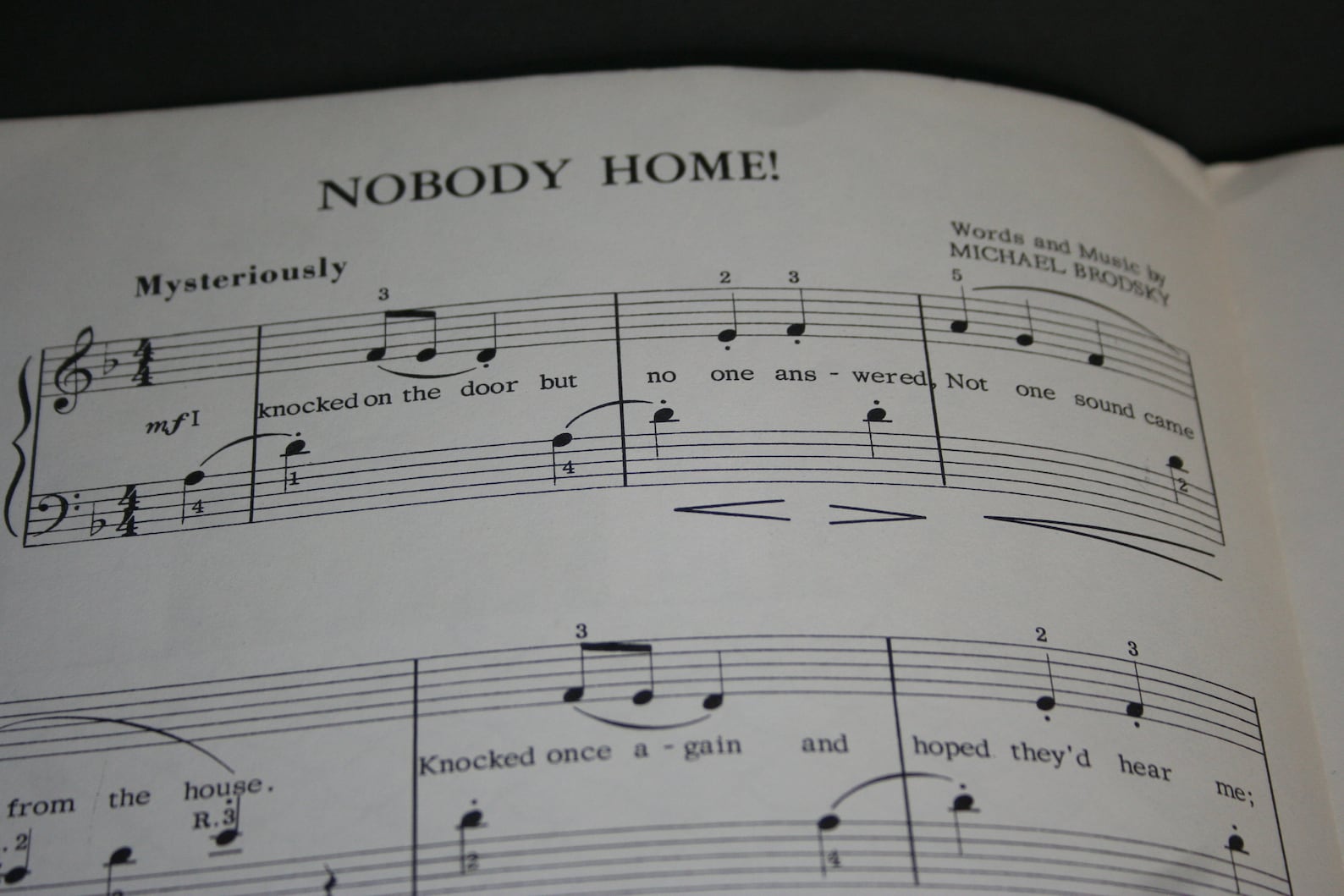 Nobody Home Piano Solo Sheet Music With Lyrics Vintage Piano Etsy