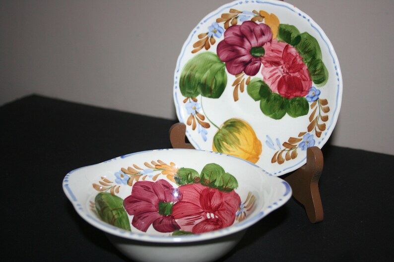 Simpson/'s Pottery Made in Cobridge England Belle Fiore Pottery Bowl and Saucer Solian Ware1940/'s Hand Painted Pottery China
