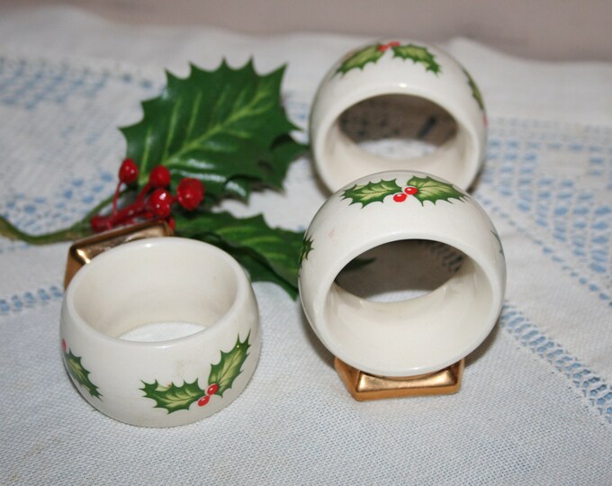 Christmas Holly Napkin Rings Porcelain Napkin Rings Set of 3 Etsy