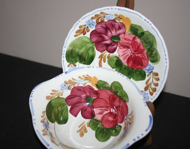 Simpson/'s Pottery Made in Cobridge England Belle Fiore Pottery Bowl and Saucer Solian Ware1940/'s Hand Painted Pottery China
