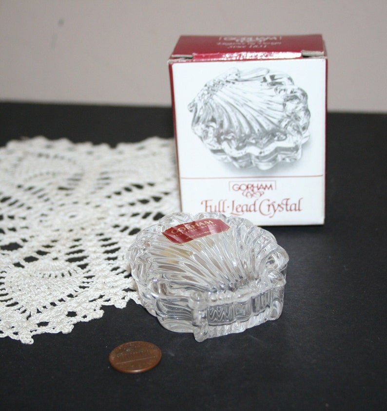 Gorham Full Lead Crystal Trinket Box Gorham Clear Shell Etsy