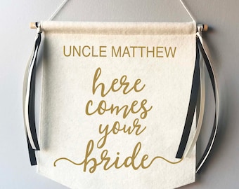 Here comes your Bride sign - wedding sign - personalized - flower girl banner - ring bearer sign