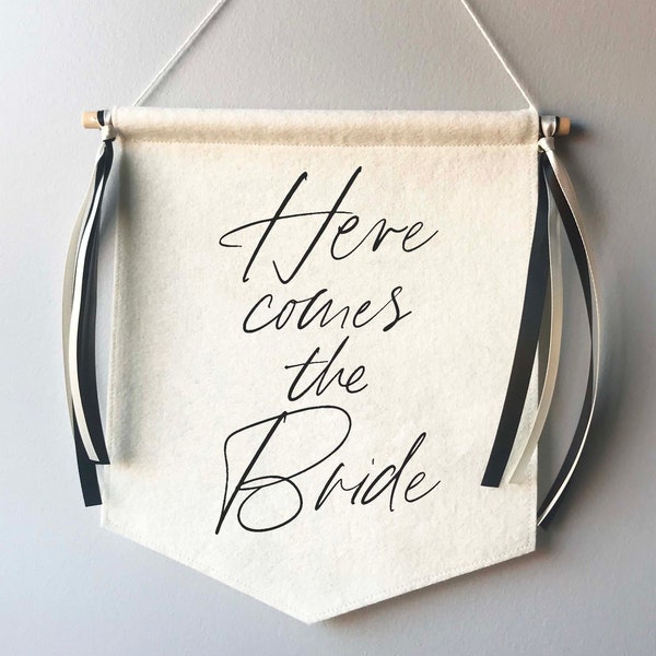 Here comes the Bride  - Ring Bearer aisle sign -  Personalized felt wedding sign - Ring Security felt banner