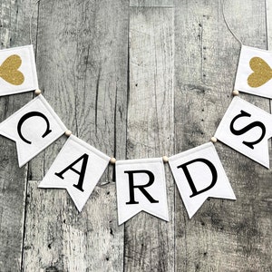 Guirlande en feutre pour cartes de mariage - Décoration de réception de mariage - Bannière CARDS en feutre - Panneau de boîte à cartes