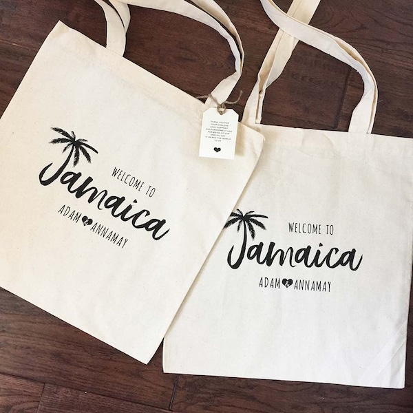 Jamaica Tote Bag - Destination Wedding - personalized tote - wedding welcome gift bag