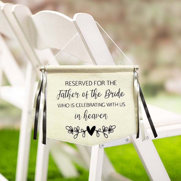 Personalized Memorial Chair Sign - Wedding Ceremony Reserved in Loving Memory Banner - Wedding Chair Felt Sign