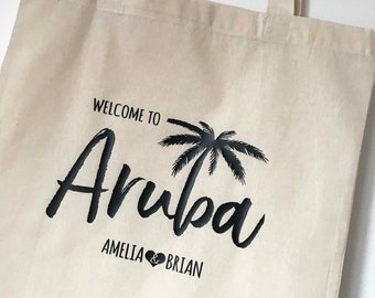 Aruba Tote Bag - Destination Wedding - personalized tote - wedding welcome gift bag