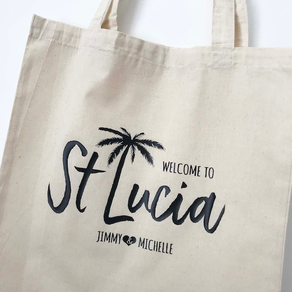 St Lucia Tote Bag - Destination Wedding - personalized tote - wedding welcome gift bag