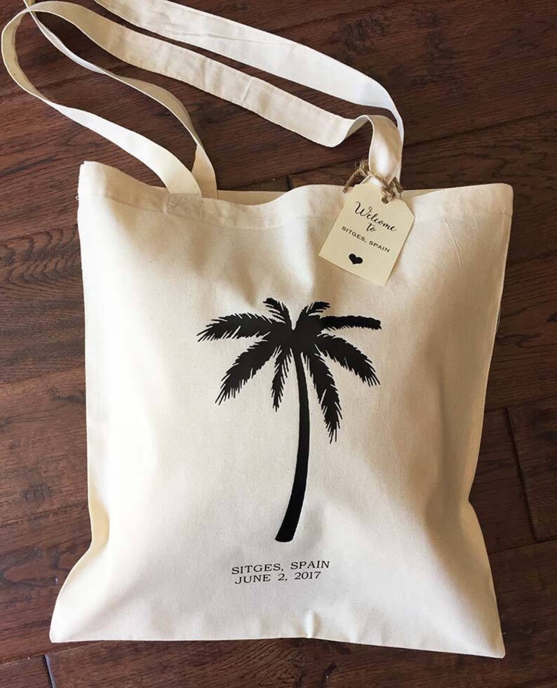 Palm Tree Tote Bag Destination Wedding personalized tote Etsy