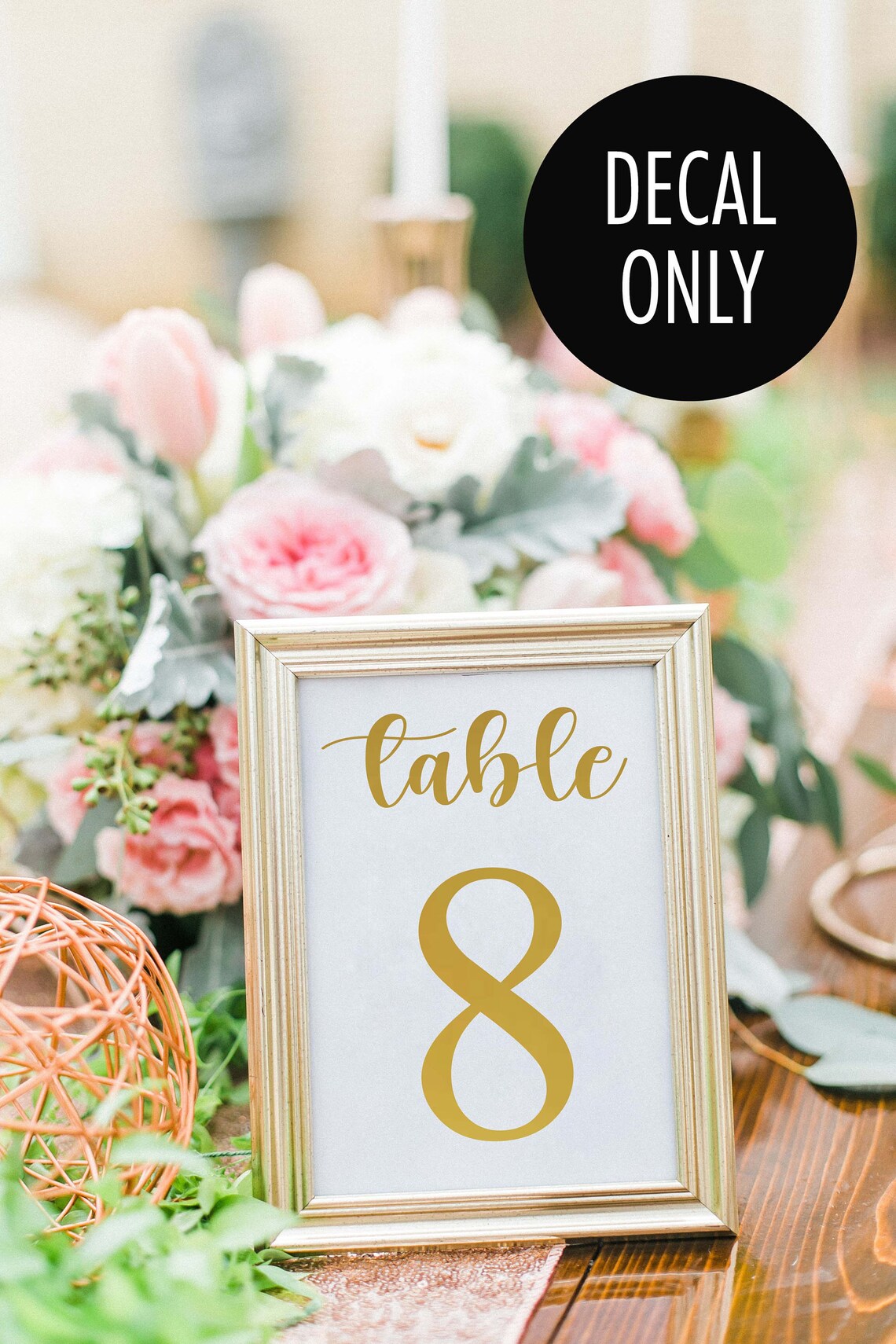 Table Number Decals Wedding Table Numbers Calligraphy Etsy