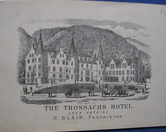 1892 Scotland Trossachs Hotel Menu Post Card