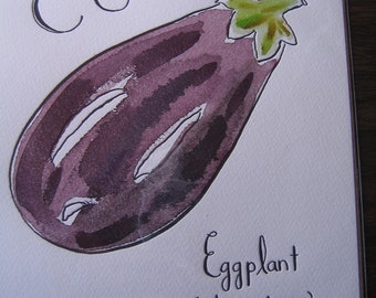 Elizabeth Hubbell Eggplant Art Letterpress Watercolor